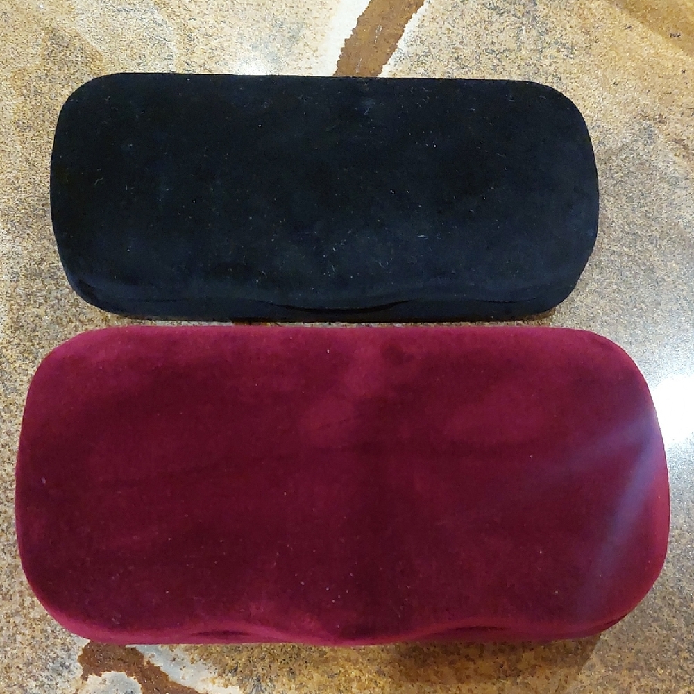 2 Gucci Black and Red Velvet Eyewear Cases. Price For Both.